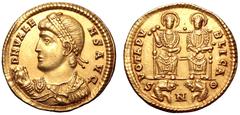 Roman Imperial Valens AV Solidus. Nicomedia, AD 368. D N VALENS AVG, diademed bust left, wearing imperial mantle (trabea) and holding short sceptre in left hand, mappa in raised right hand / VOTA PVBL