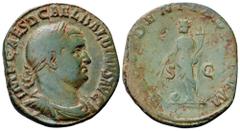 Roman Imperial Balbinus Æ Sestertius. Rome, AD 238. IMP CAES D CAEL BALBINVS AVG, Laureate, draped, and cuirassed bust right / PROVINDENTIA DEORVM, Providentia standing left, holding cornucopia and wa