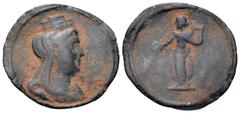 Roman Imperial Anonymous Ӕ Nummus. Antioch, time of Maximinus II, AD 310-313. Turreted, veiled and draped bust of Tyche of Antioch right / Apollo standing left, holding patera and lyre. Van Heesch, 5,