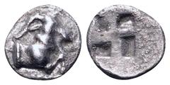 Greek Thraco-Macedonian Region, Mygdones or Krestones(?) AR Hemiobol. Circa 480-470 BC. Forepart of goat right / Quadripartite incuse square. Unpublished in the standard references; cf. CNG e396, 56. 