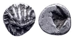 Greek Cimmerian Bosporus, Pantikapaion AR Hemiobol. Mid 5th-4th century BC. Lion head facing / Irregular incuse punch. SNG BM Black Sea 843; SNG Stancomb -. 0.35g, 5mm. Good Fine. Rare.