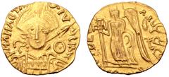 Migration Period Merovingians, AV Solidus. In the name of Anastasius. Time of Clovis I - Chlothar II, circa AD 500-587. PHΛNΛCTA[...] SIV - YUAVC, helmeted and cuirassed bust of Anastasius facing, hol