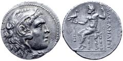 Greek Kingdom of Macedon, Philip V AR Tetradrachm. In the name and types of Alexander III. Pella, circa 180 BC. Head of Herakles right, wearing lion skin headdress / Zeus Aëtophoros seated left, holdi