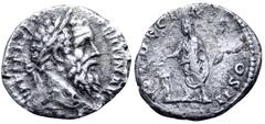 Roman Imperial Pertinax AR Denarius. Rome, AD 193. [IMP CAES P HELV] PERTIN AVG, laureate head right / [VOT] DECEN [TR P] COS II, Pertinax, veiled, standing left, sacrificing out of patera in right ha