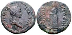 Roman Provincial Claudia Octavia (wife of Nero) Æ28 of Perinthus, Thrace. AD 54-62. ΟΚΤΑΟΥΙΑ ΣΕΒΑΣΤΗ, draped bust right, wearing stephane / ΗΡΑ ΠΕ[Ρ]ΙΝΘΙΩΝ, statue of Hera of Samos left. RPC I 1755; S