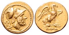Roman Republic Roman Republic AV 60 Asses. Circa 211-207 BC. Bearded and draped head of Mars right, wearing crested Corinthian helmet; LX (mark of value) below / Eagle standing right on thunderbolt wi