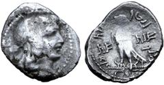 Greek Nabataea, Obodas III (or II) AR Didrachm. Petra(?), dated year 6 = 25/4 BC. Bust of Obodas right / Eagle standing to left on thunderbolt; Aramaic inscription 'Abdat the King, King of the Nabatae