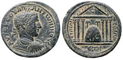 Roman Provincial Uranius Antoninus Æ30 of Emesa, Seleucis and Pieria. Dated SE 565 = AD 253/4. AVTOK C OVΛΠ ANTѠNЄINOC CЄ, laureate bust right, wearing paludamentum and cuirass / ЄMICѠN KOΛΩN, hexasty