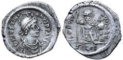 Byzantine Justinian I AR Half Miliaresion or Siliqua. Constantinople or Sicily, circa AD 527-565. D N IVSTININIANVS P P AVG, helmeted, diademed, draped and cuirassed bust right / GLORI ROMANORVM, Just