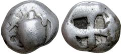 Greek Islands off Attica, Aegina AR Stater. Circa 470/465-445/440 BC. Sea turtle, head in profile, with 'T-back' design on shell / Large square incuse with skew pattern. Meadows, Aegina, Group IIIa; H