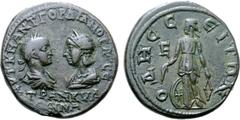 Roman Provincial Gordian III and Tranquillina Æ 5 Assaria of Odessos, Moesia Inferior. AD 238-244. AVT K M ANT ΓOPDIANOC AVΓ CE TPANKVΛ-ΛEINA, confronted busts of Gordian on left, laureate, draped and