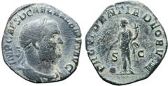 Roman Imperial Balbinus Æ Sestertius. Rome, AD 238. IMP CAES D CAEL BALBINVS AVG, laureate, draped and cuirassed bust right / PROVIDENTIA DEORVM, Providentia standing left, holding wand over globe and