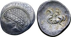 The Prof. Hermann Lanz Collection Central Europe, West Noricum AR Tetradrachm. Kugelreiter Type. Circa 2nd - 1st century BC. Laureate male ('Apollo') head to left / Horseman to left. Göbl, Haimburg 10