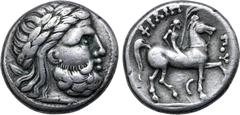 The Prof. Hermann Lanz Collection Celts in Eastern Europe AR Tetradrachm. Faithful legend type. Imitating Philip II of Macedon. Circa late 4th century - 3rd century BC. Laureate head of Zeus to right 