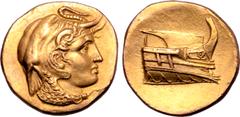 Greek Ptolemaic Kingdom of Egypt, Ptolemy I, as satrap, AV Stater. Alexandria, circa 312/11 BC. Diademed head of the deified Alexander right, wearing elephant skin and aegis, horn of Ammon over ear / 