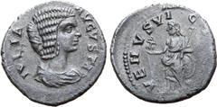 Roman Imperial Julia Domna (wife of S. Severus) AR Denarius. Uncertain eastern mint, circa AD 196-211. IVLIA AVGVSTA, draped bust right / VENVS VIC[TRIX], Venus standing left, holding Victory and scep