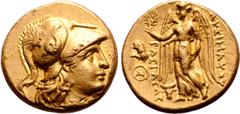 The Thrax Collection Thrace, Sestos AV Stater. In the name of Lysimachos, and the types of Alexander III of Macedon. Circa 299/8-297/6 BC. Head of Athena to right, wearing necklace and crested Corinth