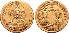 Byzantine Basil II Bulgaroktonos, with Constantine VIII, AV Histamenon Nomisma. Constantinople, AD 989-1001. +IҺS XIS RЄX RЄGNANTIҺM, facing bust of Christ Pantokrator / +bASIL C COҺSTAҺ TIb R, crowne