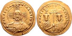 Byzantine Basil II Bulgaroktonos, with Constantine VIII, AV Histamenon Nomisma. Constantinople, AD 989-1001. +IҺS XIS RЄX RЄGNANTIҺM, facing bust of Christ Pantokrator / +bASIL C COҺSTAҺ TIb R, crowne