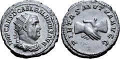 Roman Imperial Balbinus AR Antoninianus. Rome, AD 238. IMP CAES D CAEL BALBINVS AVG, radiate, draped and cuirassed bust right / PIETAS MVTVA AVGG, clasped hands. RIC 12; BMCRE 74-76; RSC 17. 4.81g, 22