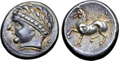 The Prof. Hermann Lanz Collection Central Europe, East Noricum AR Tetradrachm. Warasdin Type A. Circa 2nd - 1st century BC. Male ('Apollo') head wearing three-strand pearl diadem to left / Horse pranc