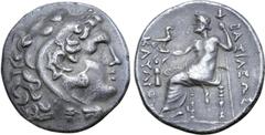 The Prof. Hermann Lanz Collection Kings of Thrace, Kavaros AR Tetradrachm. Kabyle, circa 218 BC. Head of Herakles right, wearing lion skin headdress / Zeus Aëtophoros seated to left, holding sceptre; 