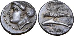 The William Stancomb Collection Paphlagonia, Sinope AR Drachm. Circa 330-300 BC. Phageta-, magistrate. Head of nymph Sinope left, wearing triple-pendant earring, necklace and sakkos / Eagle standing t