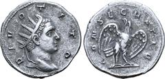 Roman Imperial Divus Titus AR Antoninianus. Mediolanum, circa AD 250-251. Commemorative issue struck under Trajan Decius. DIVO TITO, radiate head right / CONSECRATIO, eagle standing facing, head left,
