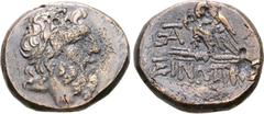 The William Stancomb Collection Paphlagonia, Sinope Æ20. Circa 85-65 BC. Laureate head of Zeus right / Eagle standing left on thunderbolt, head reversed; monogram to left; ΣINΩΠ[HΣ] below. SNG Stancom