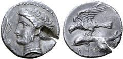 The William Stancomb Collection Kings of Cappadocia, Ariarathes I AR Drachm. Sinope, circa 325 BC. Head of Nymph left, ivy tendril before / Eagle standing to left atop dolphin; ARYDRT in Aramaic scrip