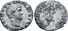 Roman Imperial Otho AR Denarius. Rome, AD 69. IMP M OTHO CAESAR AVG TR P, bare head right / VICTORIA OTHONIS, Victory, draped, flying right, holding wreath in right hand and palm in left. RIC 14; BMCR