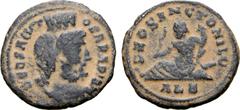 ROMAN IMPERIAL Anonymous Æ Nummus. Alexandria, time of Maximinus II, AD 310-313. DEO SANCTO SARAPIDI, draped bust of Serapis right, wearing modius / DEO SANCTO NILO, Nilus reclining left, holding bran