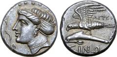 The William Stancomb Collection Paphlagonia, Sinope AR Aiginetic Drachm. Circa 330-300 BC. Agreos-, magistrate. Head of nymph Sinope left, wearing triple-pendant earring, necklace and sakkos; aphlasto