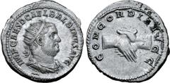 Roman Imperial Balbinus AR Antoninianus. Rome, AD 238. IMP CAES D CAEL BALBINVS AVG, radiate, draped and cuirassed bust right / CONCORDIA AVGG, clasped hands. RIC 10; RSC 3; BMCRE 67-70. 4.99g, 22mm, 