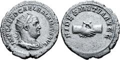 Roman Imperial Balbinus AR Antoninianus. Rome, AD 238. IMP CAES D CAEL BALBINVS AVG, radiate, draped and cuirassed bust right / FIDES MVTVA AVGG, clasped right hands. RIC 11; BMCRE 71-73; RSC 6. 4.20g