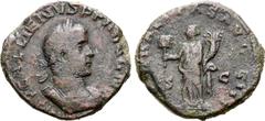 Roman Imperial Gallienus Æ Sestertius. Rome, AD 256-257. IMP GALLIENVS P F AVG G M, laureate and cuirassed bust right / LIBERALITAS AVGG III, Liberalitas standing left, holding tessera and cornucopiae