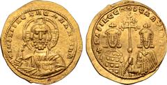Byzantine Basil II Bulgaroktonos, with Constantine VIII, AV Histamenon Nomisma. Constantinople, AD 989-1001. +IҺS XIS RЄX RЄGNANTIҺM, facing bust of Christ Pantokrator / +bASIL C COҺSTAҺ TIb R m, crow