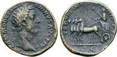 Paduans Cast Reproduction: Commodus Æ Sestertius. Unknown maker, circa 1900. M COMMODVS ANTONINVS AVG PIVS, laureate head right / TR P VIII IMP [V CO]S III P P, Commodus in triumphal quadriga left. ho
