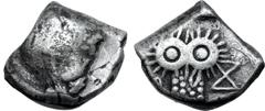 Greek South Arabia, Kingdom of Ma'in (Minaia)(?) AR Tetradrachm. Circa 200-100 BC(?). Imitating Athens. Helmeted head of Athena right / Owl standing facing, o[live sprig and crescent] behind; South Ar