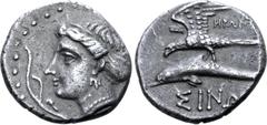 The William Stancomb Collection Paphlagonia, Sinope AR Drachm. Circa 330-300 BC. Eron-, magistrate. Head of nymph Sinope left, hair elaborately arranged and wearing sakkos, aplustre to left / ΣΙΝΩ, ea