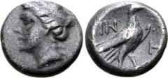 The William Stancomb Collection Paphlagonia, Sinope AR Trihemiobol. Circa 200-120 BC. Turreted head of Tyche left / [Σ]ΙΝ-Ω, eagle standing right, H in right field. Stancomb 790 (this coin); HGC 7, 41