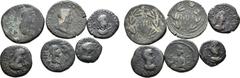 Large Lots Lot of 6 Æ Coins of the Kingdom of Bosporos. Ex Dr. Hartmann Collection, Vienna. Includes: 1) Kingdom of Bosporos, Sauromates I Æ 48 Units. AD 99-101. [TI IOYΛIOY BACIΛѠC CAYPO]MATOY, diade