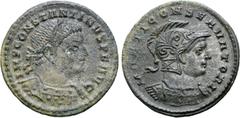 ROMAN IMPERIAL Constantine I, BI Nummus. London, circa AD 311-312. IMP CONSTANTINVS P F AVG, laureate, draped and cuirassed bust Constantine to right, seen from front, with pellets on cuirass and shou