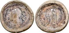 ROMAN IMPERIAL Valentinian I PB Forger's Casting Mould. Uncertain mint, after AD 365. D N VALENTINIANVS P F AVG, pearl-diademed, draped and cuirassed bust right / RESTITVTOR REIPVBLICAE, emperor stand