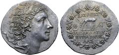 Greek Kings of Pontos, Mithradates VI Eupator AR Tetradrachm. 67/66 BC. Diademed head of Mithradates to right / Stag grazing on ground line to left, star within crescent to left, monogram to right; BA