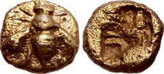 Greek Ionia, Ephesos EL 1/48 Stater. Circa 6th-5th centuries BC. Bee or wasp / Quadripartite incuse square. Gemini 14, lot 199 (uncertain mint); SNG Kayhan -; Weidauer -; cf. Linzalone LN1102 (1/24 st