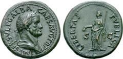 The G.T. Collection of the Twelve Caesars Galba Æ Sestertius. Rome, circa August-October AD 68. IMP•SER•SVLP•GALBA•CAES•AVG•TR•P, laureate and draped bust to right / LIBERTAS PVBLICA, Libertas standin