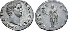 The G.T. Collection of the Twelve Caesars Otho AR Denarius. Rome, AD 69. IMP OTHO CAESAR AVG TR P, bare head right / SECVRITAS P R, Securitas standing left, holding wreath and sceptre. RIC 10; BMCRE 1