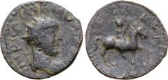 Roman Provincial Gallienus Æ 20mm of Philippi, Macedon. AD 253-268. IMP ECN GALLIENVS AVG, radiate, draped and cuirassed bust to right, HEROI AVLONITE, Hero Aulonites on horseback to right, raising ar