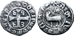Medieval & World Crusaders, Lordship of Mytilene and Aenus. Giacomo Gattilusio AR Denier. Mytilene mint, circa AD 1376-1396. + DOmInV(retrograde S) mЄTЄnV(retrograde S), Palaeologan tetragrammatic cro